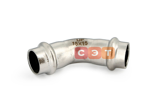 Угол 45° двухраструбный пресс нержавеющий  15 х 15  UniFitt