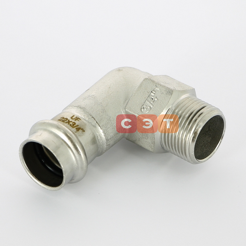 Угол 90° с НР пресс нержавеющий  22 х  3/4"  UniFitt