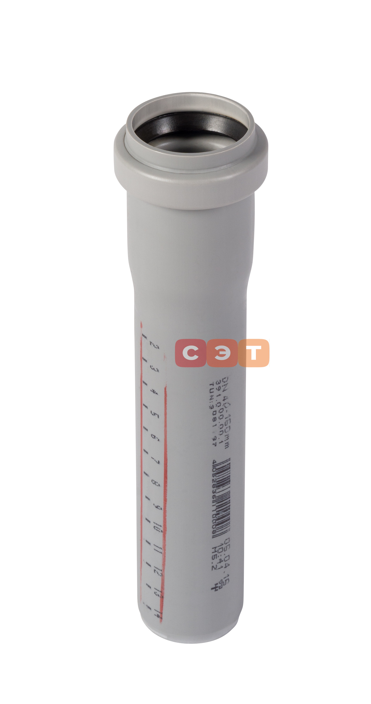 Труба раструбная d  40 l= 150 НТЕМ ( серая )
