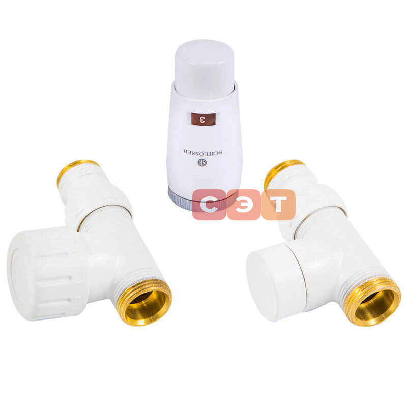 Комплект с термоголовкой Elegant Мини M30x1,5 (проходной, Белый) Нр1/2' x M22x1,5