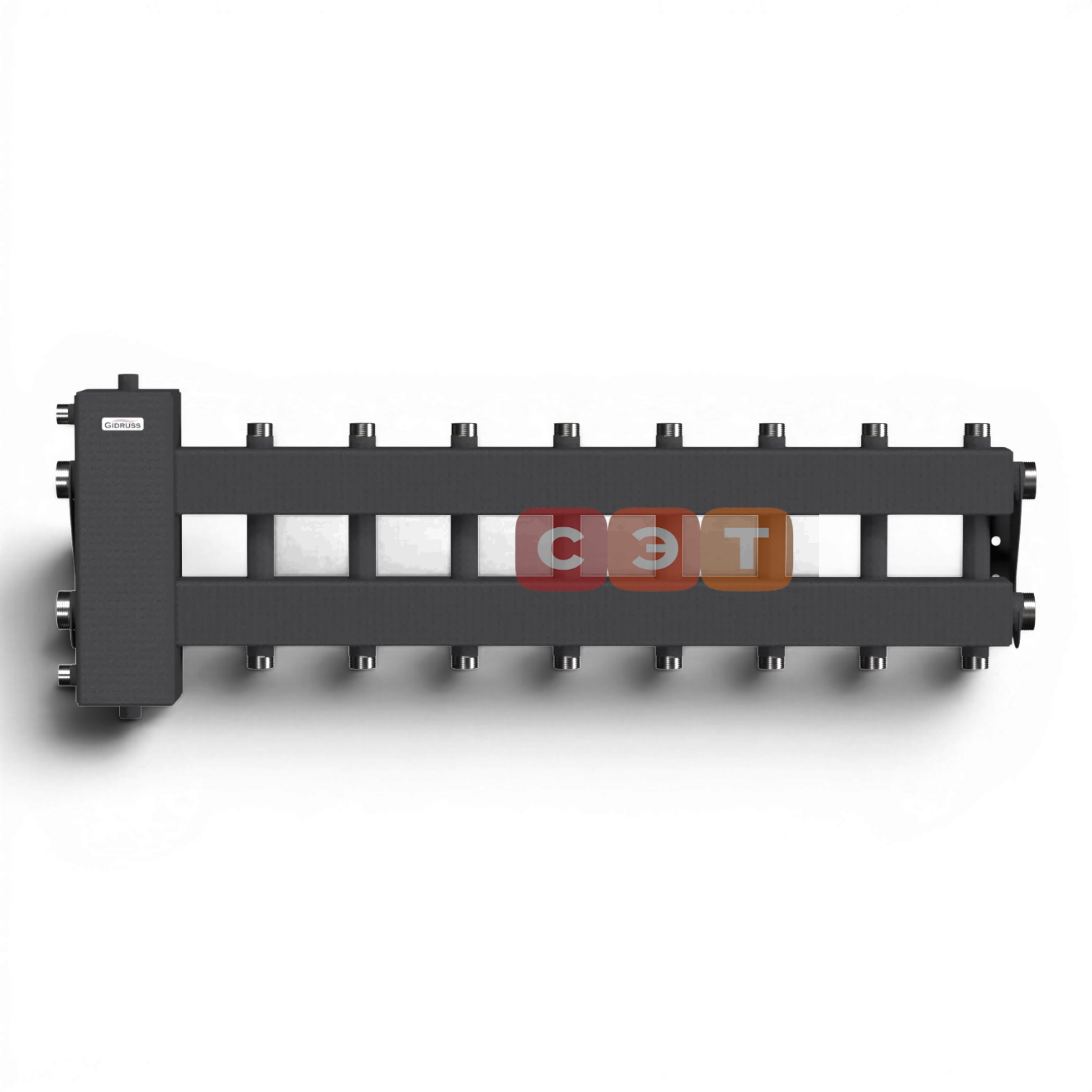BM-150-9DU (до 150 кВт, подкл. котла G 1½″, 4+4 контура G 1″ + 1 боковой контур G 1½″)