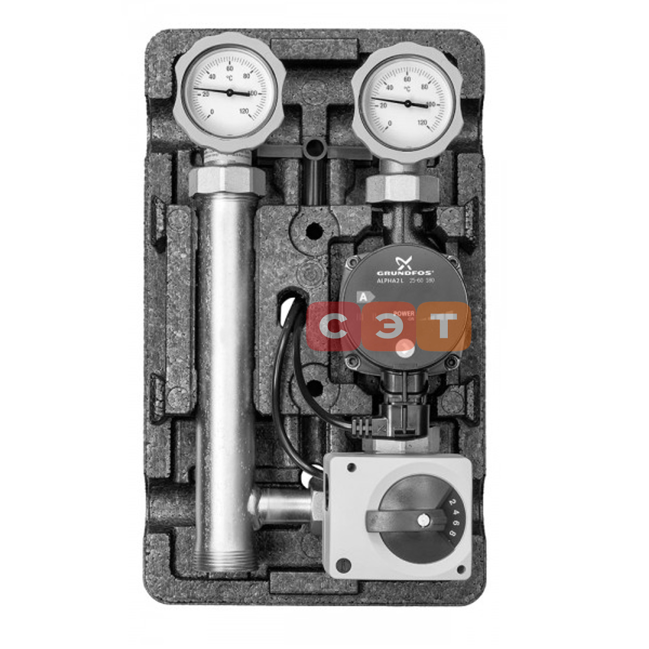 Насосная группа со смесителем MK DN 25 (левая, UPM3 Hybrid 25-70, с сервоприводом)