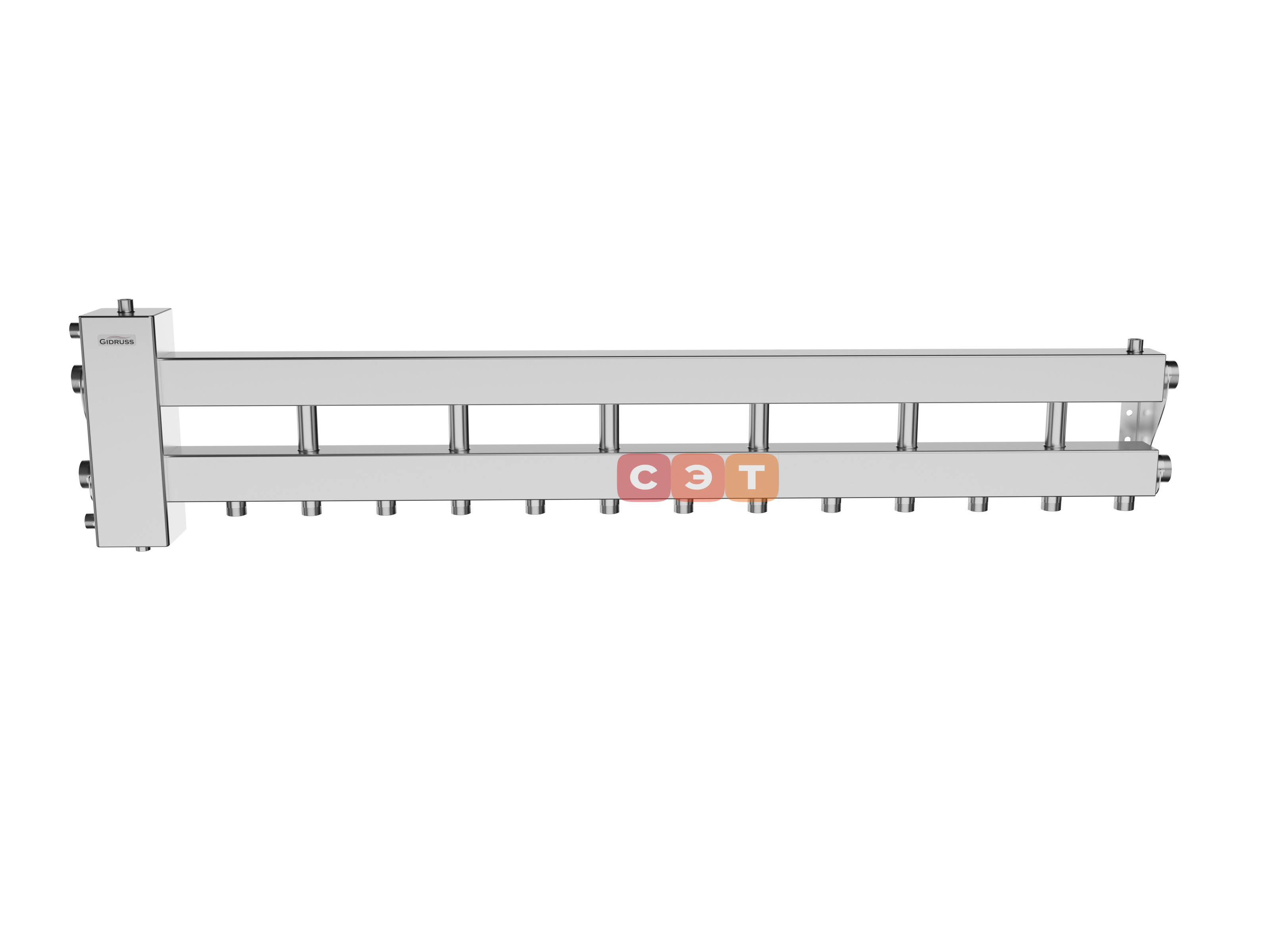 BMSS-150-7D (нерж., до 150 кВт, подкл. котла G 1½″, 6 контуров G 1″, боковой контур G 1½″)