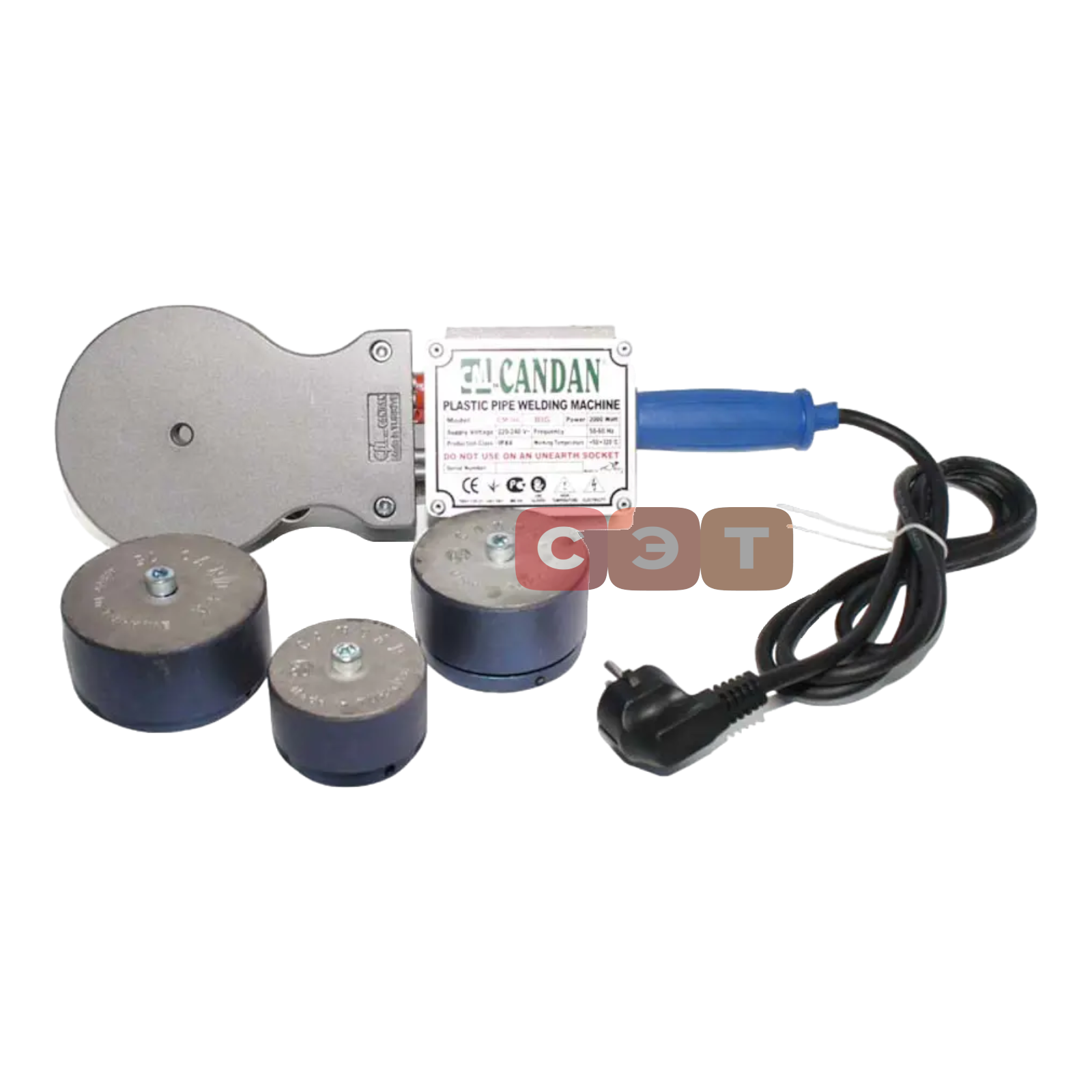 Сварочный аппарат для ППР (плоский) CM-04 2000 W (чемодан, подставка,насадки, ножницы)