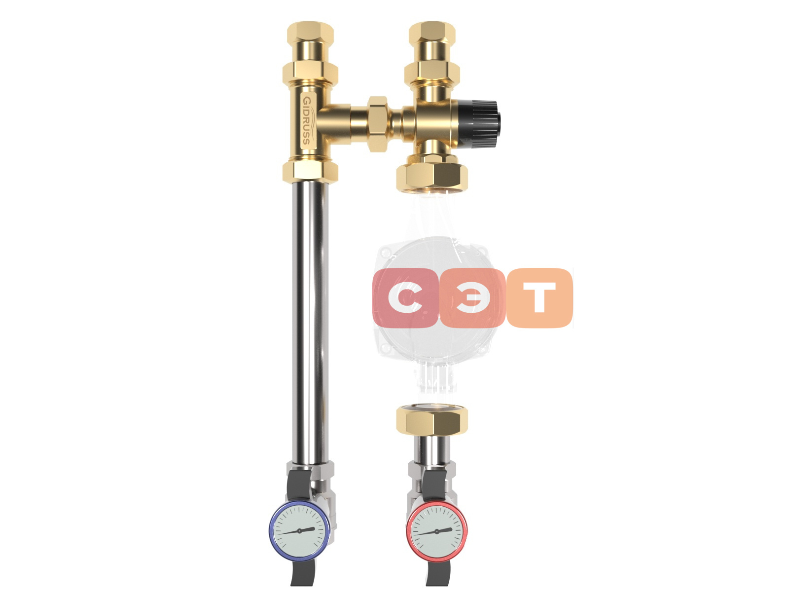 NGSS-20CTS (нерж., ¾″, 90 мм, термостатический смеситель KVs 2.5, 20-43°С)