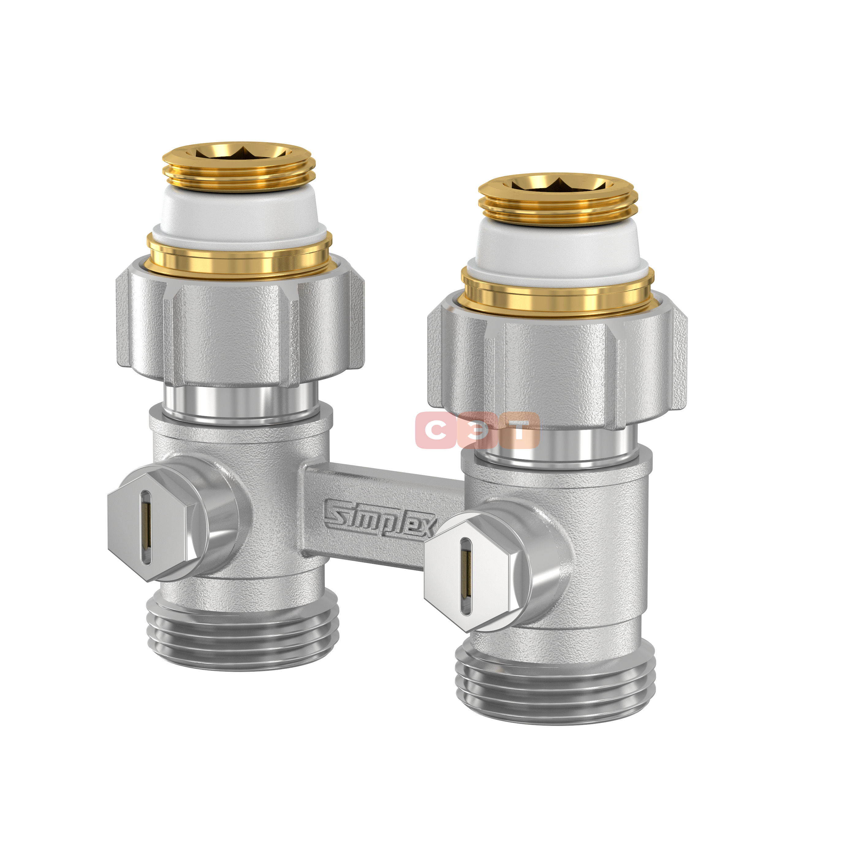 Узел нижнего подключения Exclusive Line D1/50 прямой, 1/2x3/4" c ниппелями 1/2"