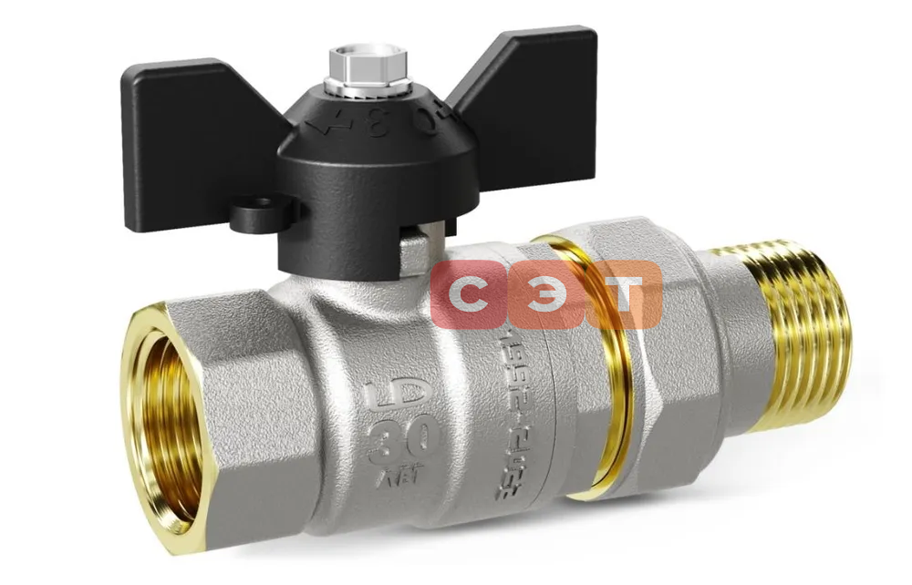 Кран шаровый с американкой НР-ВР (бабочка)  LD PRIDE (Россия)    3/4"