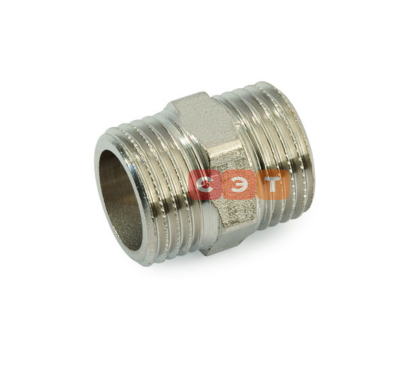 Ниппель НР-НР латунный (никелированный)  1/2" General Fittings