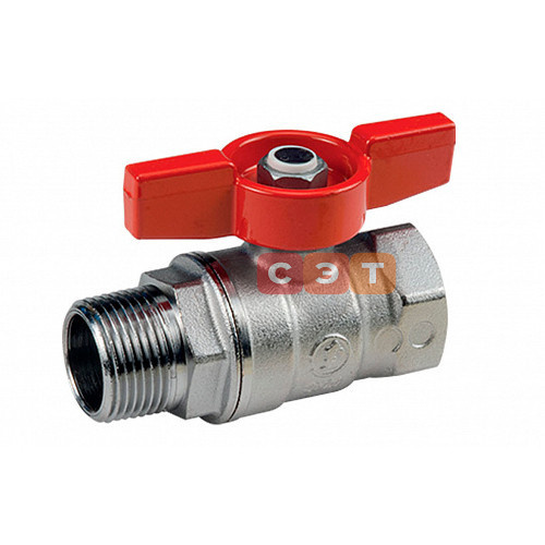 Кран шаровый НР-ВР R854 (бабочка-КРАСНАЯ)  3/4"