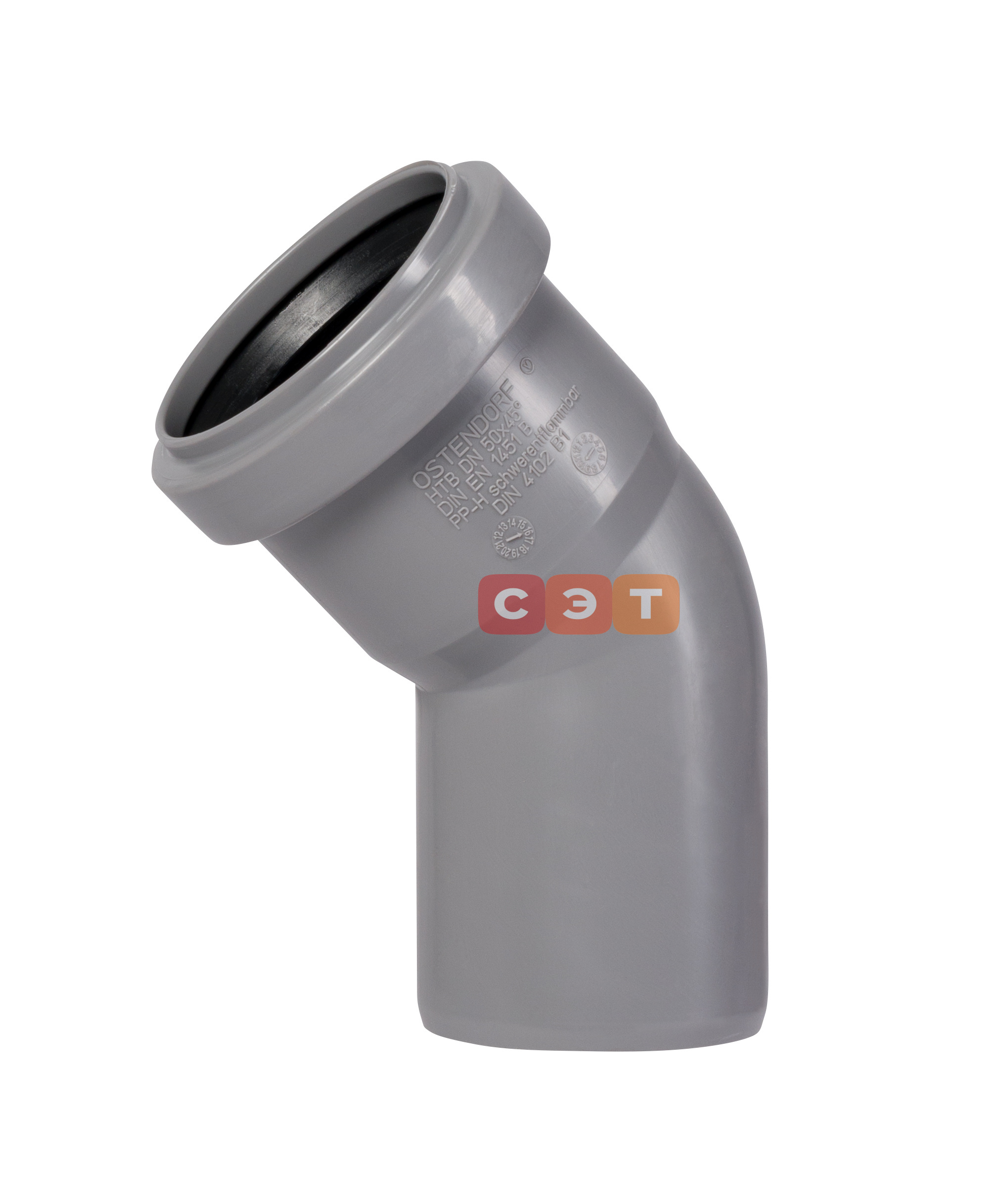 Отвод однораструбный 45* d  50  HTB (серый )