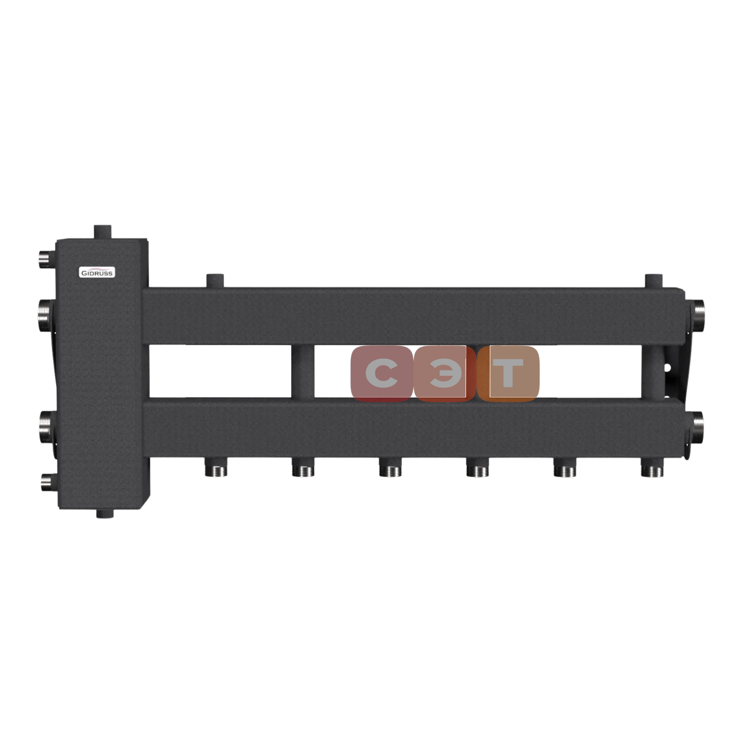 BM-150-4D (до 150 кВт, подкл. котла G 1½″, 3 контура G 1″ + боковой контур G 1½″)