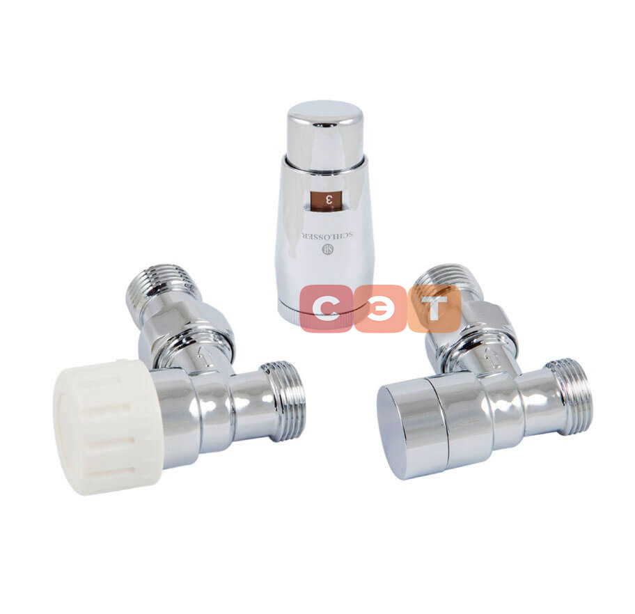Комплект с термоголовкой Elegant Мини M30x1,5 (угловой, Хром) Нр1/2' x M22x1,5