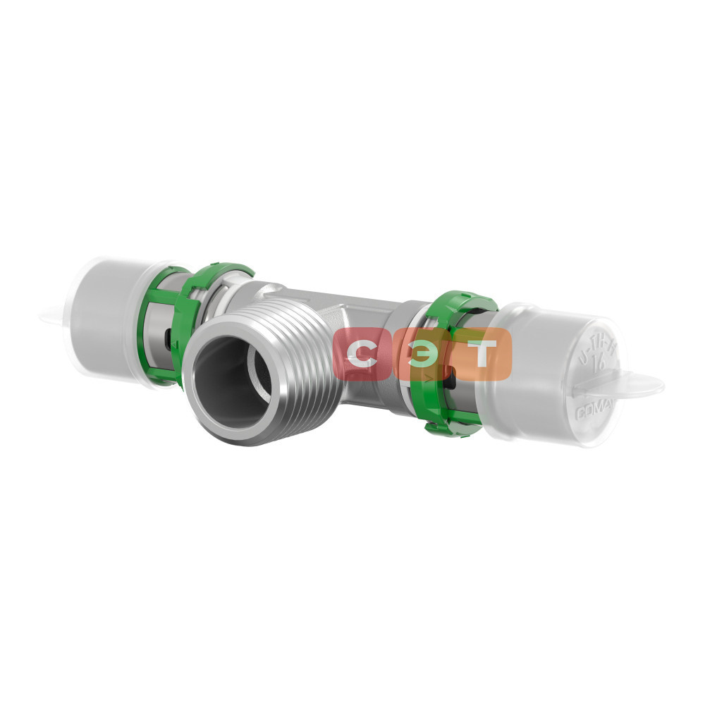 Пресс-тройник c НР SkinPress 40x3,5-1"1/4-40x3,5 (латунь) COMAP