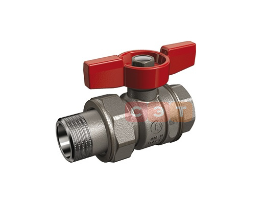 Кран шаровый с американкой НР-ВР R859 (бабочка-КРАСНАЯ)  1/2"