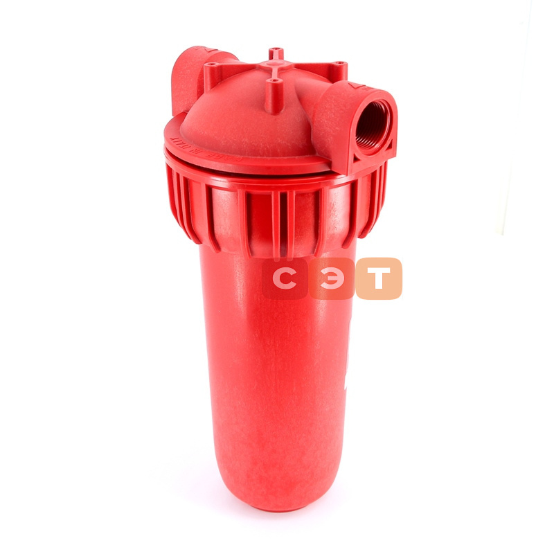 Одинарная красная колба фильтра для ГВС 10" (Senior) Plus HOT 3P SX  3/4"