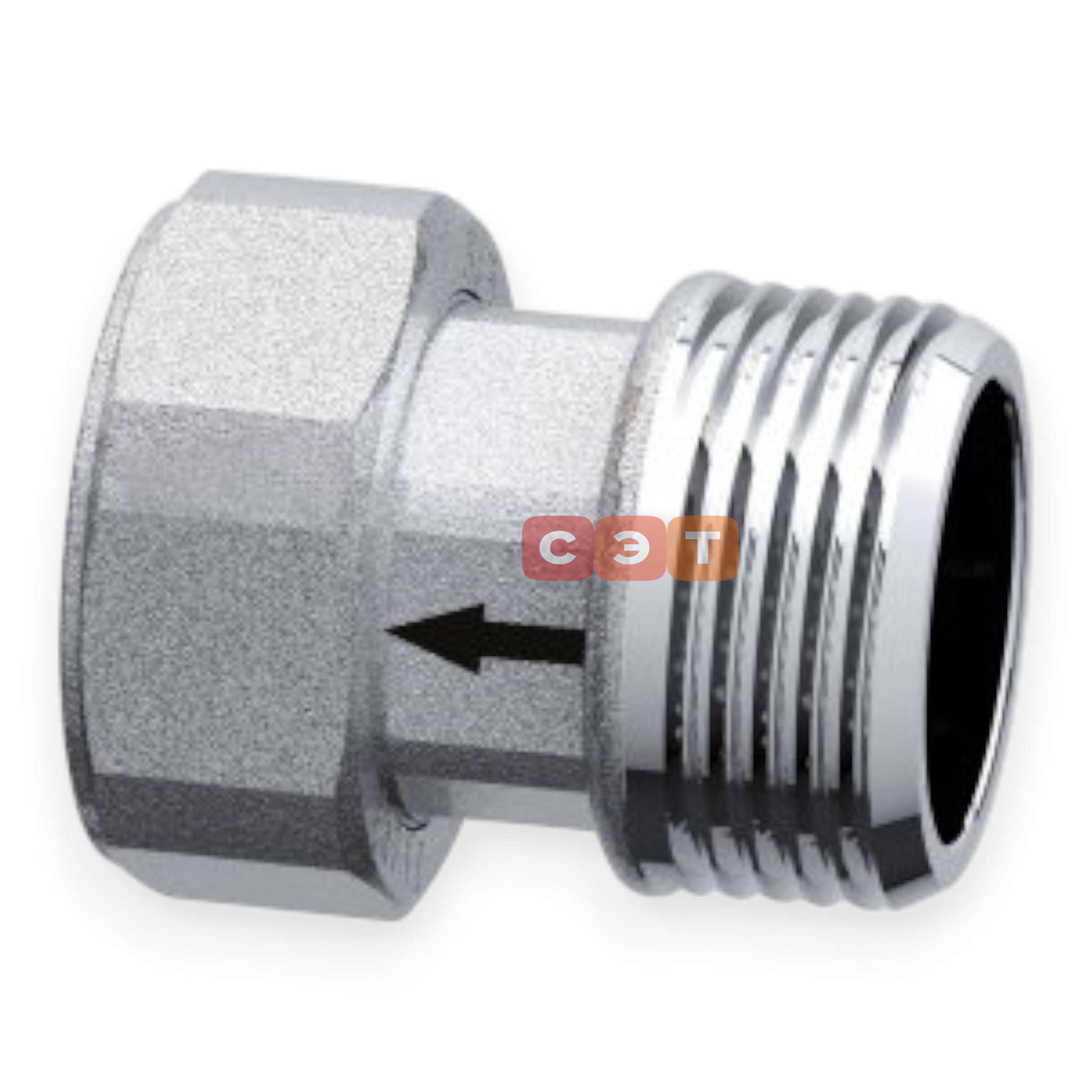 Американка с обратным клапаном 1/2"НР-3/4"НГ под пломбу (хром
