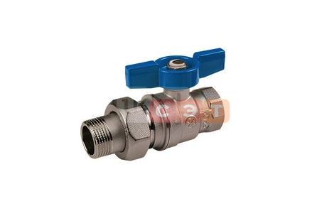 Кран шаровый с американкой НР-ВР R859 (бабочка-СИНЯЯ)  1/2"