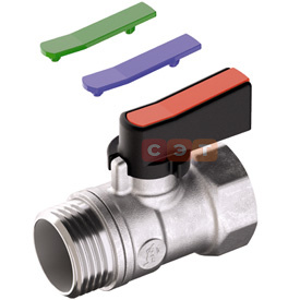 Кран мини шаровый ВН-НР 1/2" рычаг (набор вставок красн., син., зелен. цв.)