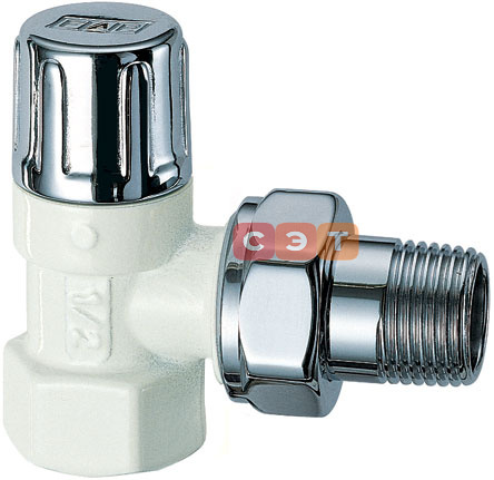Запорный угловой вентиль LadyFar (белый/серебро)  1/2" ВР
