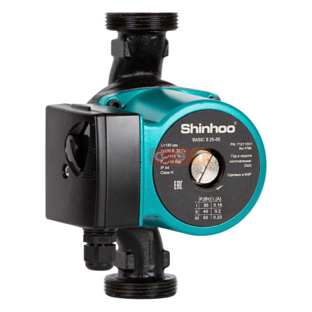 Циркуляционный насос  (с «мокрым» ротором) BASIC S 25-6S 130 1x230V Shinhoo