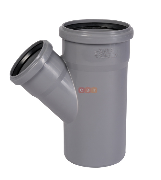 Тройник косой  раструбный 45* 110 / 75 (СЕРАЯ)