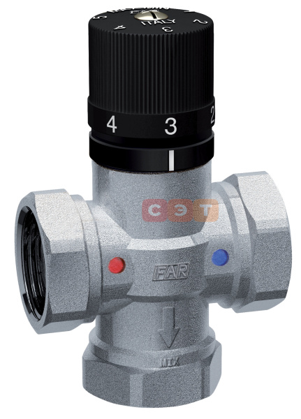 Хромированный термостатический смеситель ВР (Kv 1,6) 1"