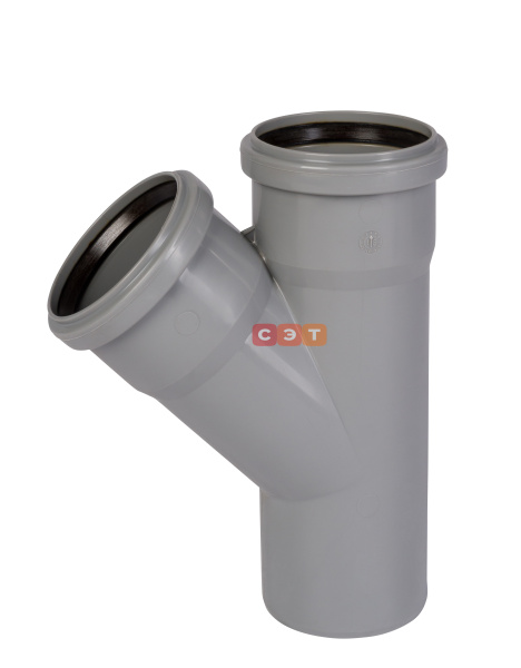 Тройник косой  раструбный 45*  75 / 75  HTEA ( серый )