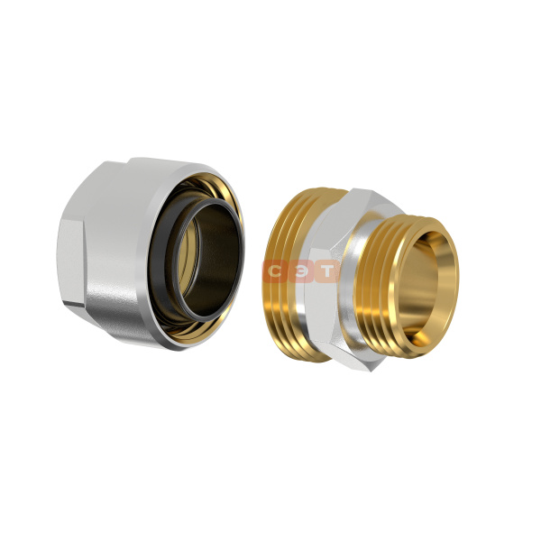 Фитинг резьбовой латунный Plus для стальных труб 1/2" х G3 /4" M, евроконус, DVGW