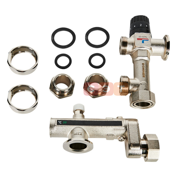Насосно-смесительный узел с термостатическим клапаном 20-55°С, без насоса ROMMER