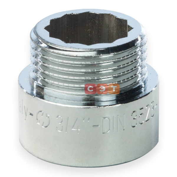 Удлинительная гайка усиленная латунная (хромированная)  3/4" х 15 General Fittings