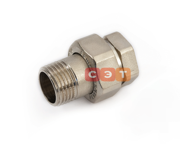 Американка прямая НР-ВР латунная (никелированная) 1" 1/4 General Fittings