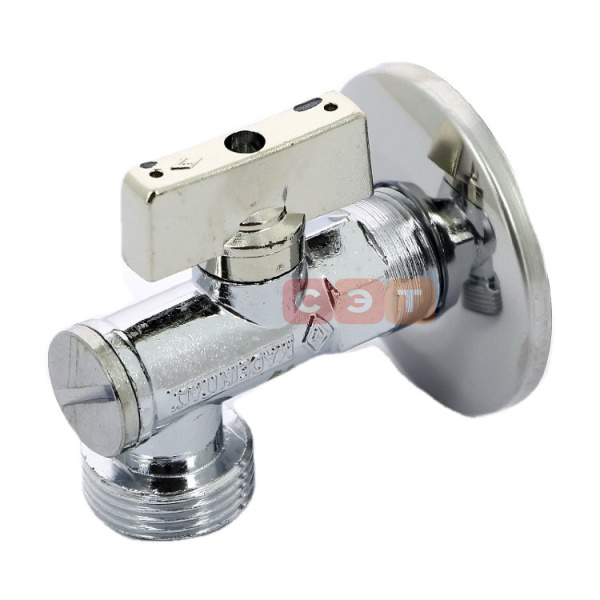 Миникран шаровой хром угловой с фильтром и розеткой НР-НР (для стиральных машин) Minnesota 790 1/2"x3/4"