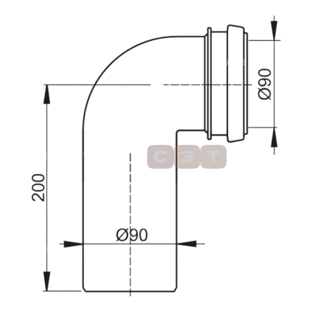 Колено стока, комплект DN90/90 ALCA PLAST (M908)
