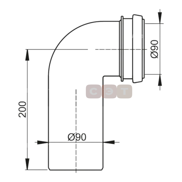 Колено стока, комплект DN90/90 ALCA PLAST (M908)