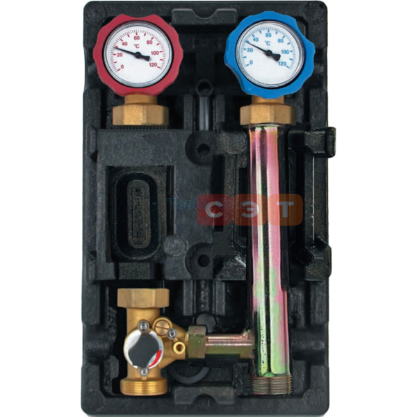 Насосная группа с 3-х ходовым приводным смесителем 1" Rommer (без насоса, левая)