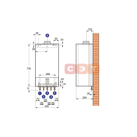Настенный атмосферный котёл MS 24