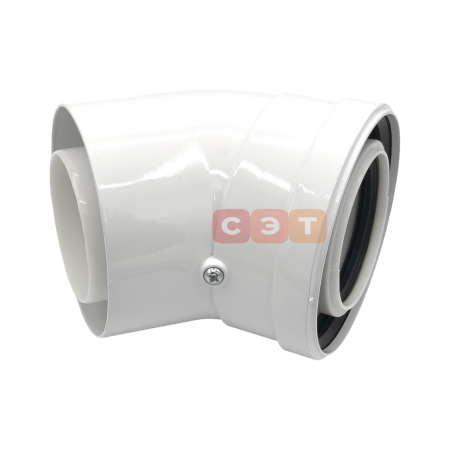 Коаксиальный отвод полипропиленовый 45°, диам. 80/125 мм