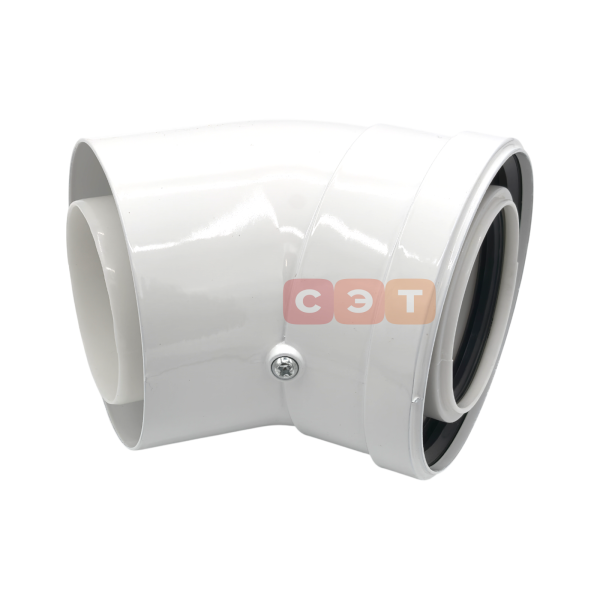 Коаксиальный отвод полипропиленовый 45°, диам. 80/125 мм