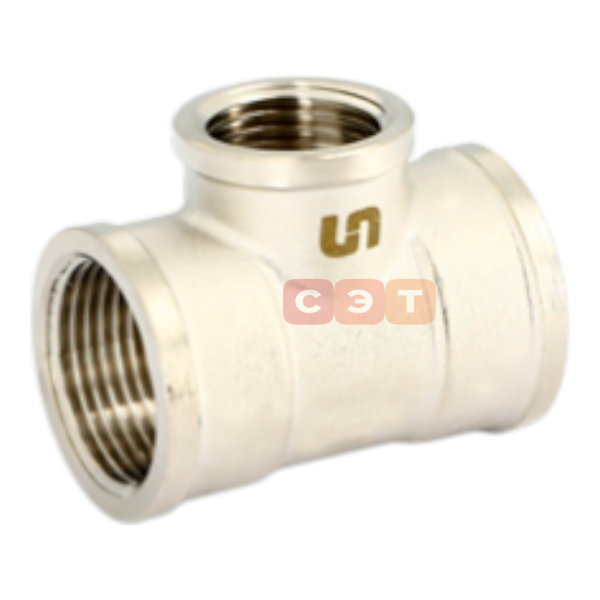 Тройник ВР-ВР-ВР латунный (никелированный) Uni-Fitt (КИТАЙ) 1"