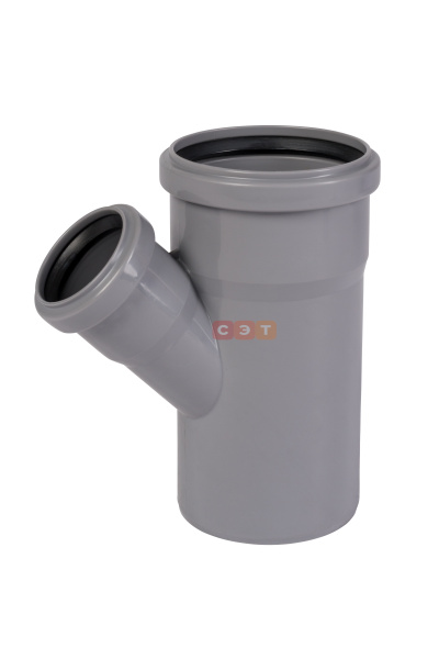 Тройник косой  раструбный 45*  90 / 50 HTEA ( серый )