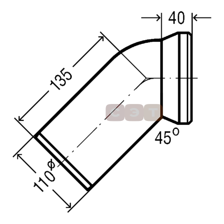 Соединительный отвод для унитаза 45° (110мм, альпийский белый) (Viega)