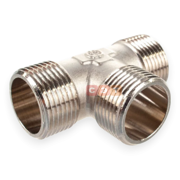 Тройник НР-НР-НР латунный (никелированный) 1" General Fittings