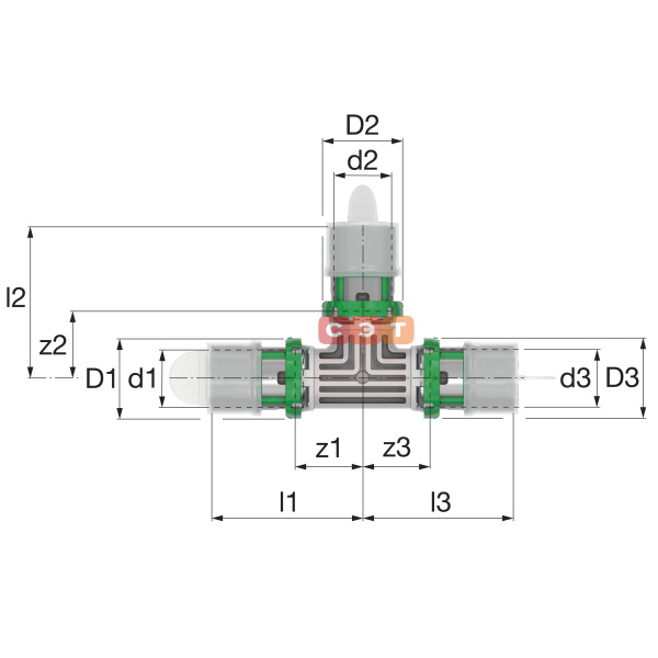 Пресс-тройник равнопроходный SkinPress PPSU 26х3.0 (пластик) COMAP