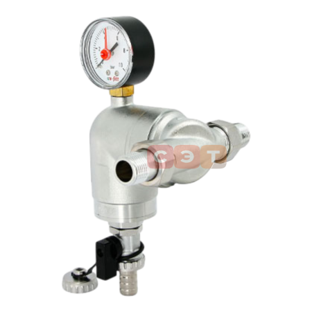 Фильтр промывной поворотный (сливной шаровый кран, манометр)  1/2"UF (Китай)