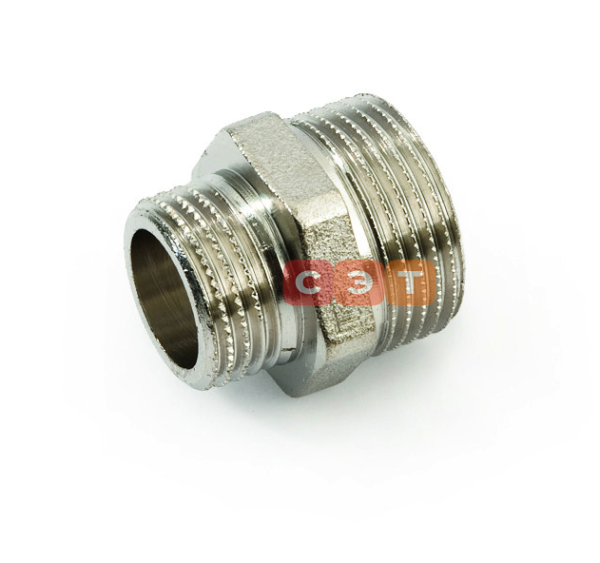 Ниппель переходной НР-НР латунный (никелированный) 1" 1/2 - 1" General Fittings