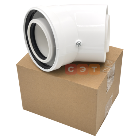 Коаксиальный отвод полипропиленовый 45°, диам. 80/125 мм