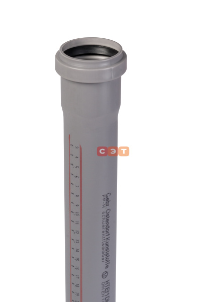 Труба раструбная d  50 l= 500 НТЕМ ( серая )