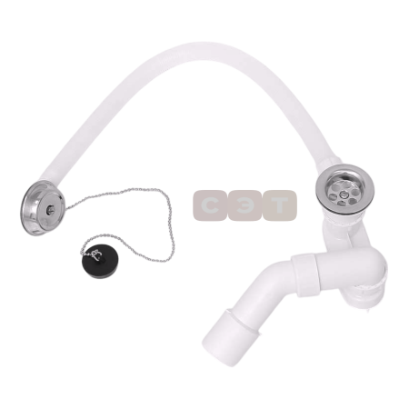 Слив/перелив для ванн (DN40/50, сифон, отвод 45) (Viega)