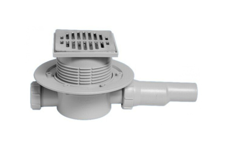 Трап напольный 50/40 метал.решетка115х115 мм,"сухой затвор" H=87-145 мм McAlpine