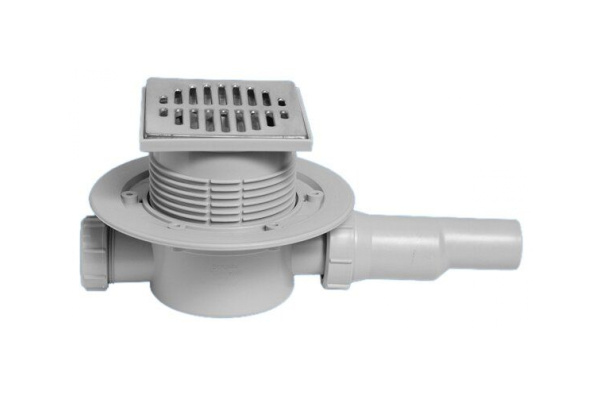 Трап напольный 50/40 метал.решетка115х115 мм,"сухой затвор" H=87-145 мм McAlpine